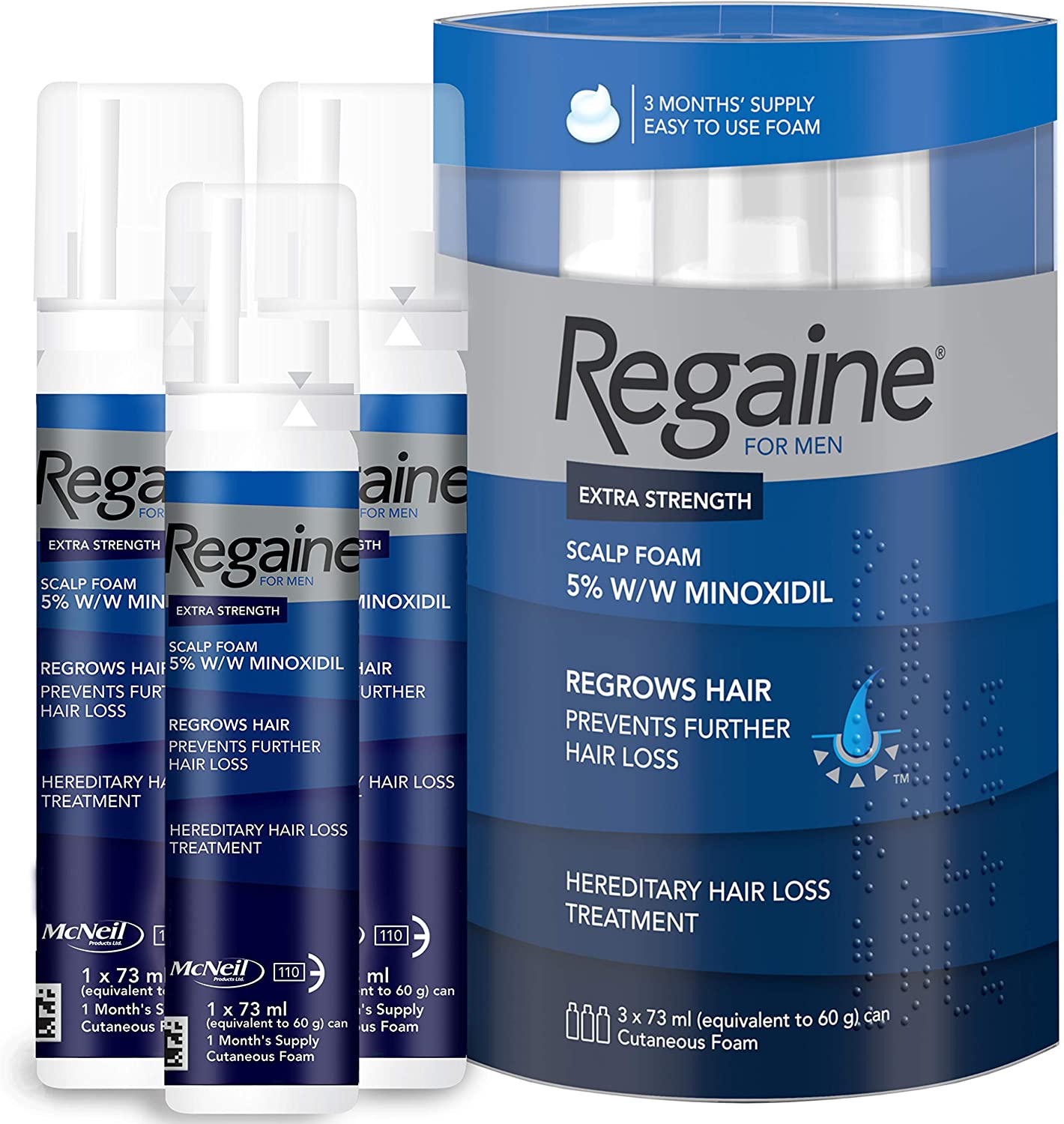 Regaine For Men Extra Strength Scalp Foam Triple Pack 3 x 73ml -  Just-pharmacy